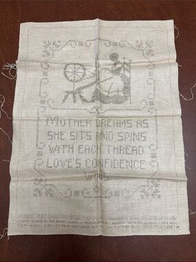 Vintage Pre Stamped Colonial-Style Linen Sampler For Embroidery